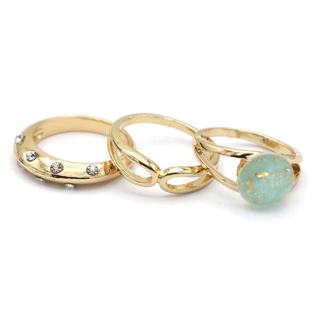 Women's Ring 3Pc - Cyan, Women, Finger Rings, Chase Value, Chase Value