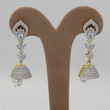Women's American Diamond Fancy Jhumki - Golden & Silver, Women, Earrings & Tops, Chase Value, Chase Value