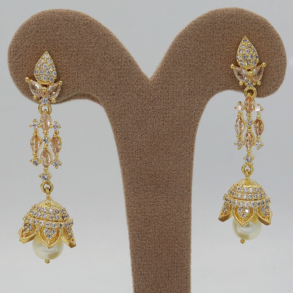 Women's American Diamond Fancy Jhumki - Copper, Women, Earrings & Tops, Chase Value, Chase Value