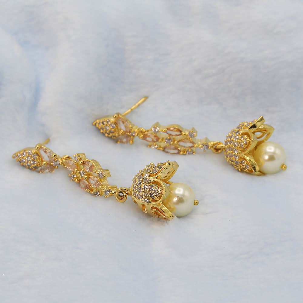Women's American Diamond Fancy Jhumki - Copper, Women, Earrings & Tops, Chase Value, Chase Value