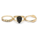 Women's Ring 3Pc - Black, Women, Finger Rings, Chase Value, Chase Value