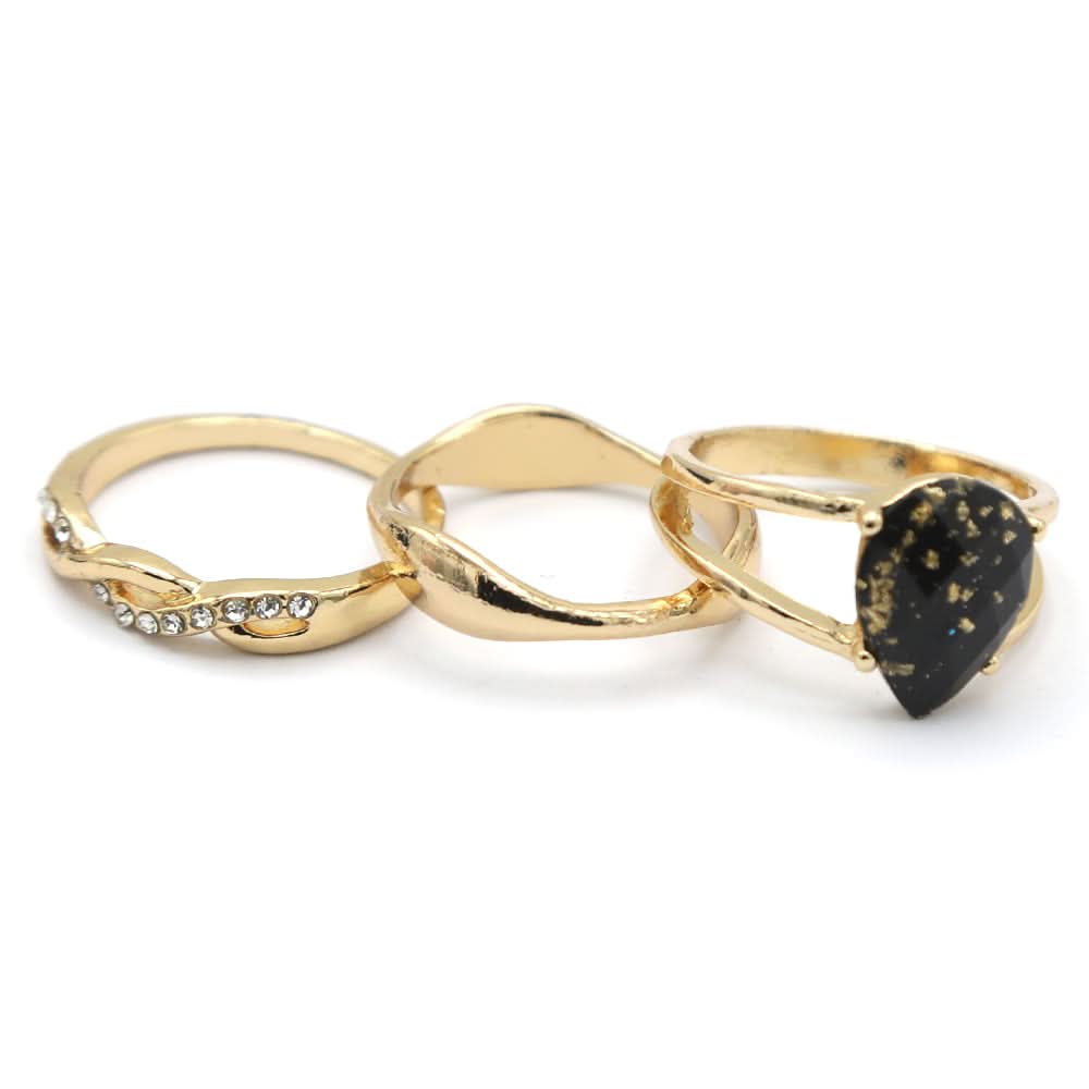 Women's Ring 3Pc - Black, Women, Finger Rings, Chase Value, Chase Value