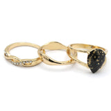Women's Ring 3Pc - Black, Women, Finger Rings, Chase Value, Chase Value