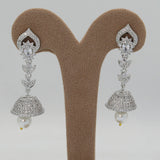 Women's American Diamond Fancy Jhumki - Silver, Women, Earrings & Tops, Chase Value, Chase Value
