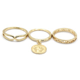 Women's Ring 3Pc - Golden, Women, Finger Rings, Chase Value, Chase Value