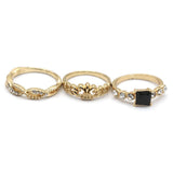 Women's Ring 3Pc - Black, Women, Finger Rings, Chase Value, Chase Value