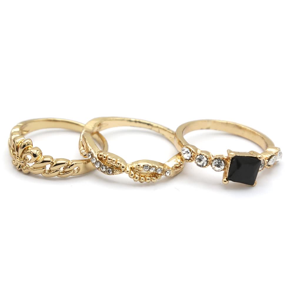 Women's Ring 3Pc - Black, Women, Finger Rings, Chase Value, Chase Value