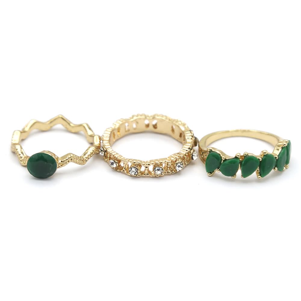Women's Ring 3Pc - Green, Women, Finger Rings, Chase Value, Chase Value