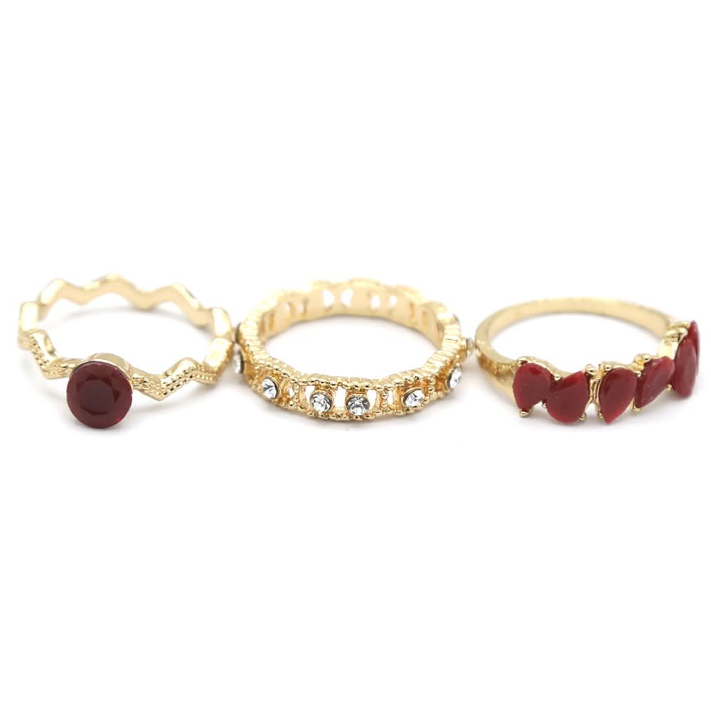 Women's Ring 3Pc - Maroon, Women, Finger Rings, Chase Value, Chase Value