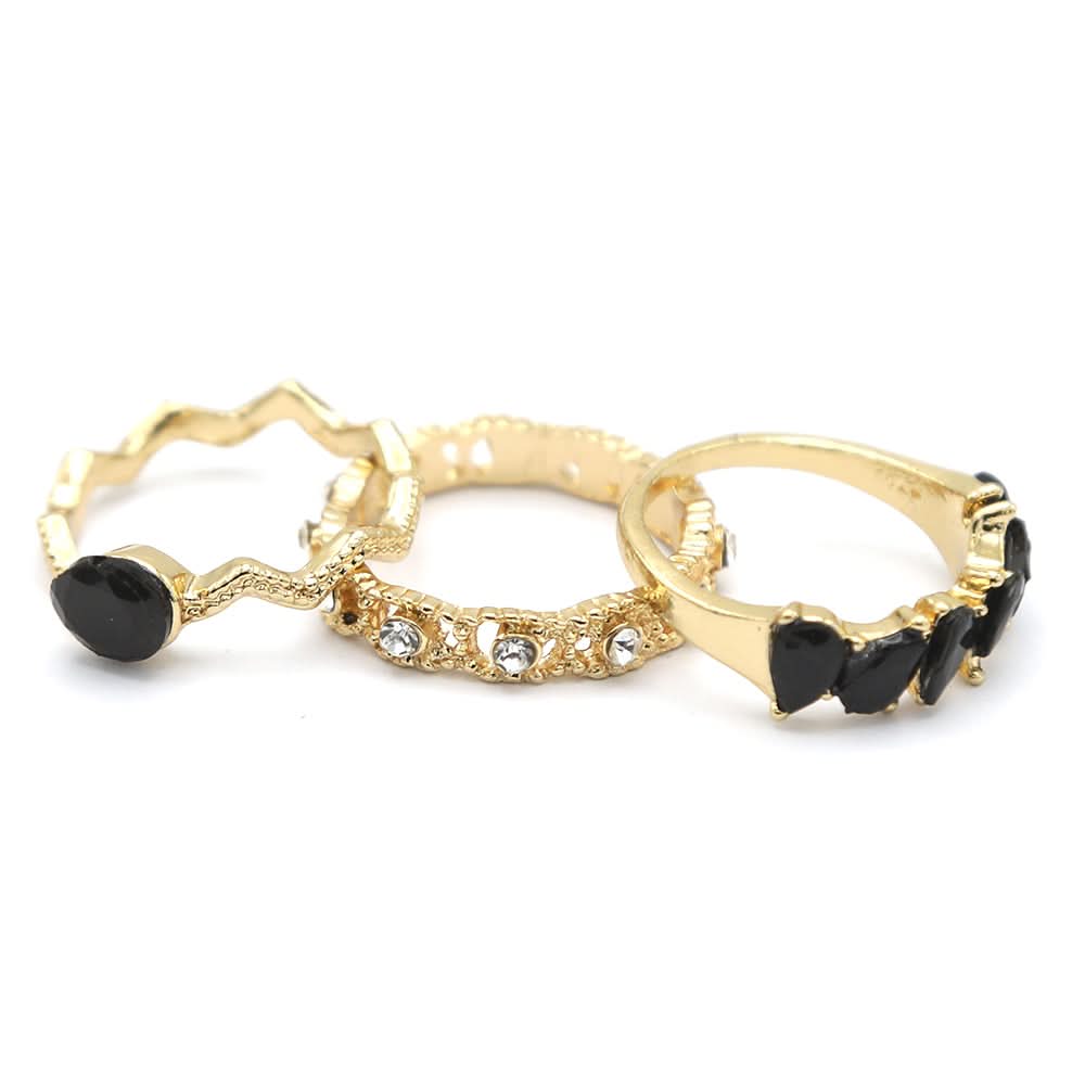 Women's Ring 3Pc - Black, Women, Finger Rings, Chase Value, Chase Value