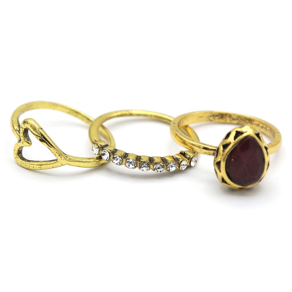 Women's Ring 3Pc - Maroon, Women, Finger Rings, Chase Value, Chase Value