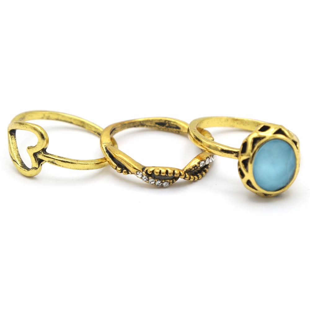 Women's Ring 3Pc - Light Blue, Women, Finger Rings, Chase Value, Chase Value