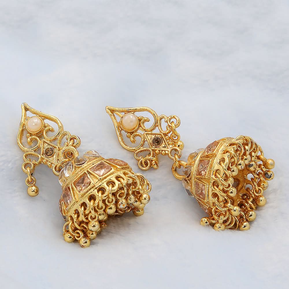 Women's Choki Jhumki 4X4 - Golden & Copper, Women, Earrings & Tops, Chase Value, Chase Value