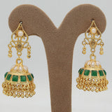 Women's Choki Jhumki 4X4 - Golden & Green, Women, Earrings & Tops, Chase Value, Chase Value