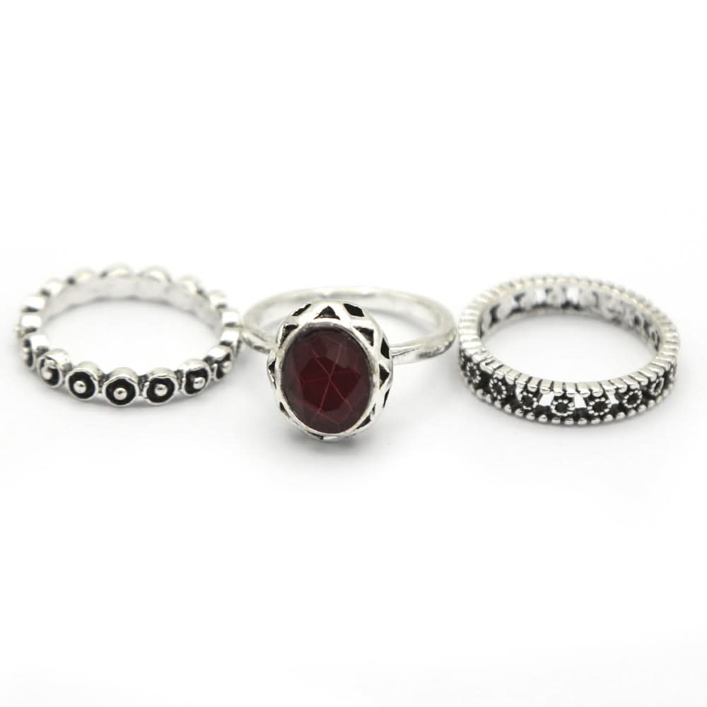 Women's Ring 3Pc - Maroon, Women, Finger Rings, Chase Value, Chase Value