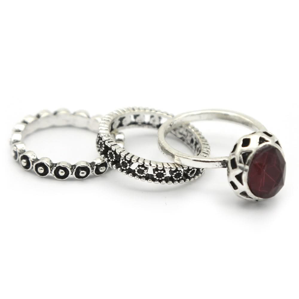 Women's Ring 3Pc - Maroon, Women, Finger Rings, Chase Value, Chase Value