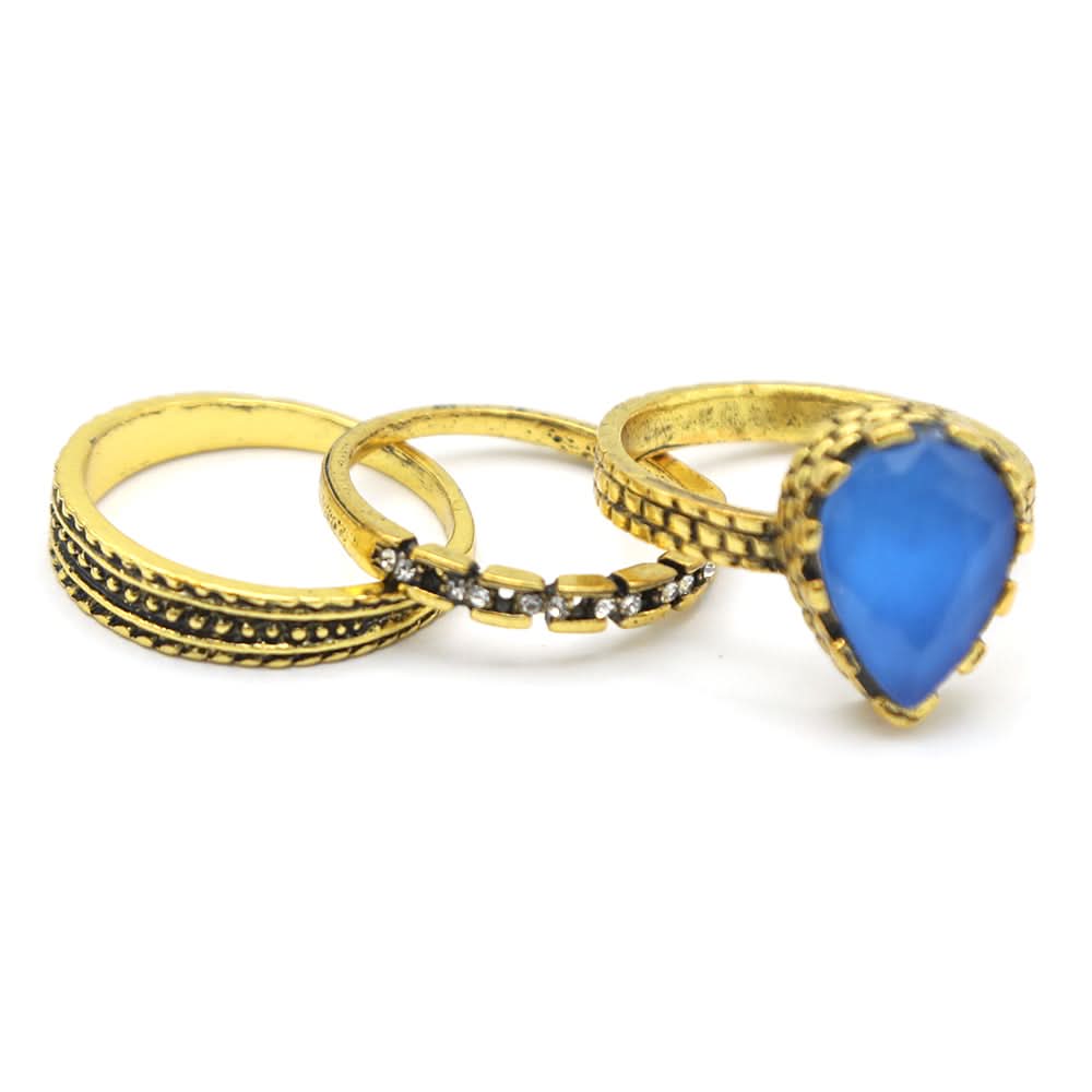Women's Ring 3Pc - Blue, Women, Finger Rings, Chase Value, Chase Value