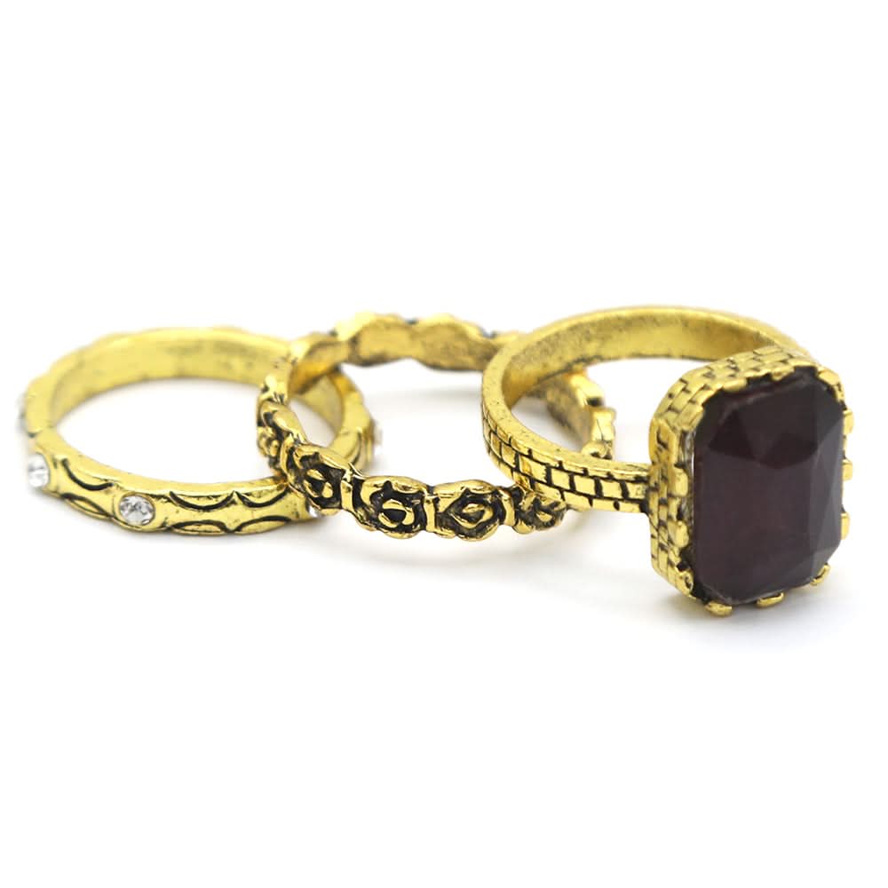 Women's Ring 3Pc - Maroon, Women, Finger Rings, Chase Value, Chase Value