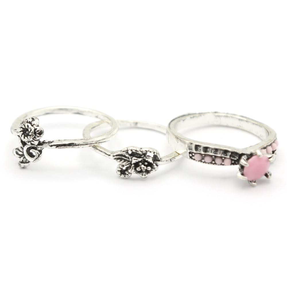 Women's Ring 3Pc - Pink, Women, Finger Rings, Chase Value, Chase Value