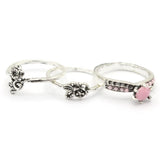 Women's Ring 3Pc - Pink, Women, Finger Rings, Chase Value, Chase Value