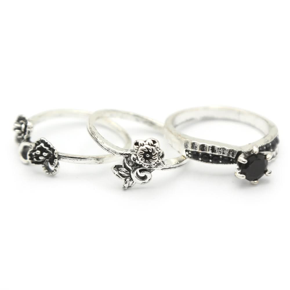Women's Ring 3Pc - Black, Women, Finger Rings, Chase Value, Chase Value
