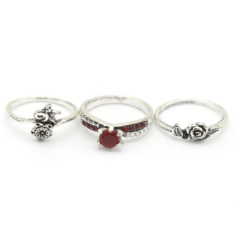 Women's Ring 3Pc - Maroon, Women, Finger Rings, Chase Value, Chase Value