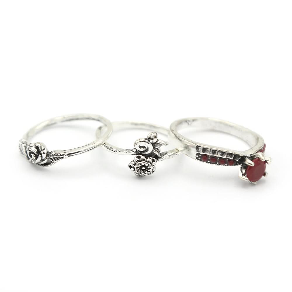 Women's Ring 3Pc - Maroon, Women, Finger Rings, Chase Value, Chase Value