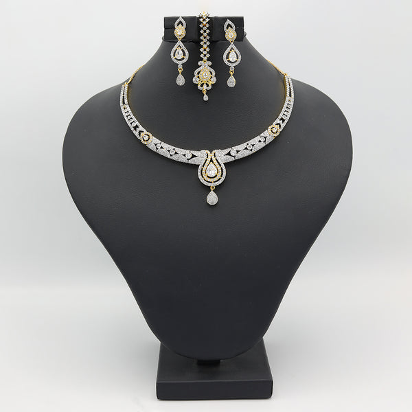 Women's American Diamond Bridal Set - Golden, Women, Jewellery Set, Chase Value, Chase Value