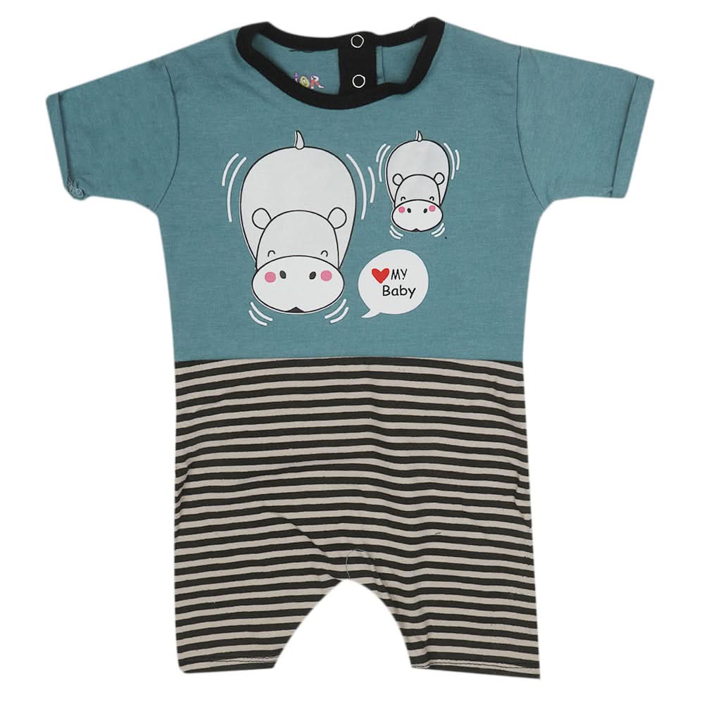 Newborn Girls Half Sleeves Romper - Steel Green, Kids, New Born Girls Rompers, Chase Value, Chase Value