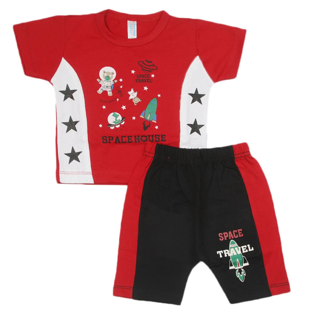 Newborn Boys Half Sleeves Suit - Red, Kids, Newborn Boys Sets And Suits, Chase Value, Chase Value