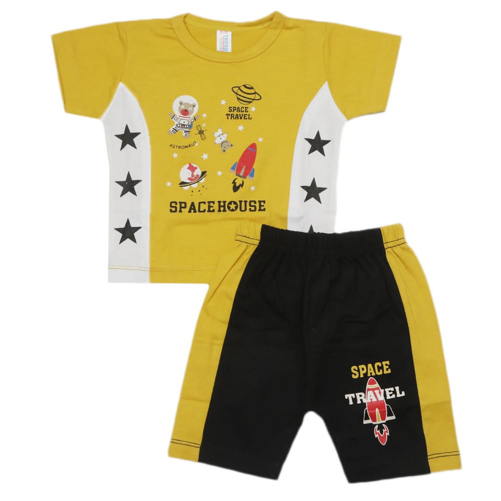 Newborn Boys Half Sleeves Suit - Yellow, Kids, Newborn Boys Sets And Suits, Chase Value, Chase Value