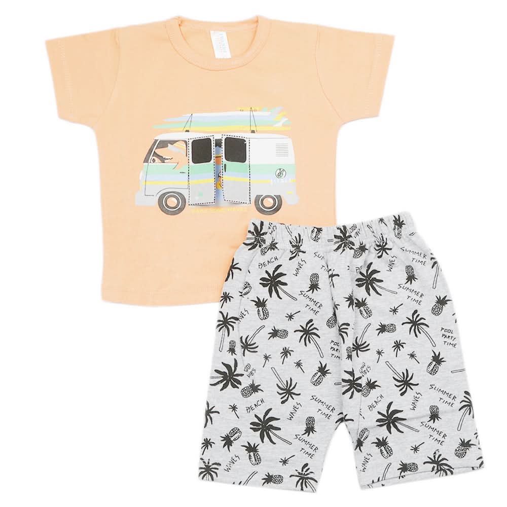 Newborn Boys Half Sleeves Suit - Peach, Kids, Newborn Boys Sets And Suits, Chase Value, Chase Value