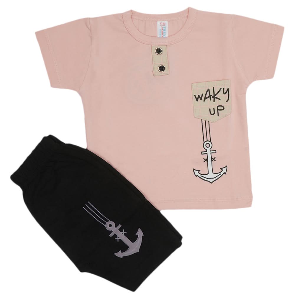 Newborn Boys Half Sleeves Suit - Pink, Kids, Newborn Boys Sets And Suits, Chase Value, Chase Value