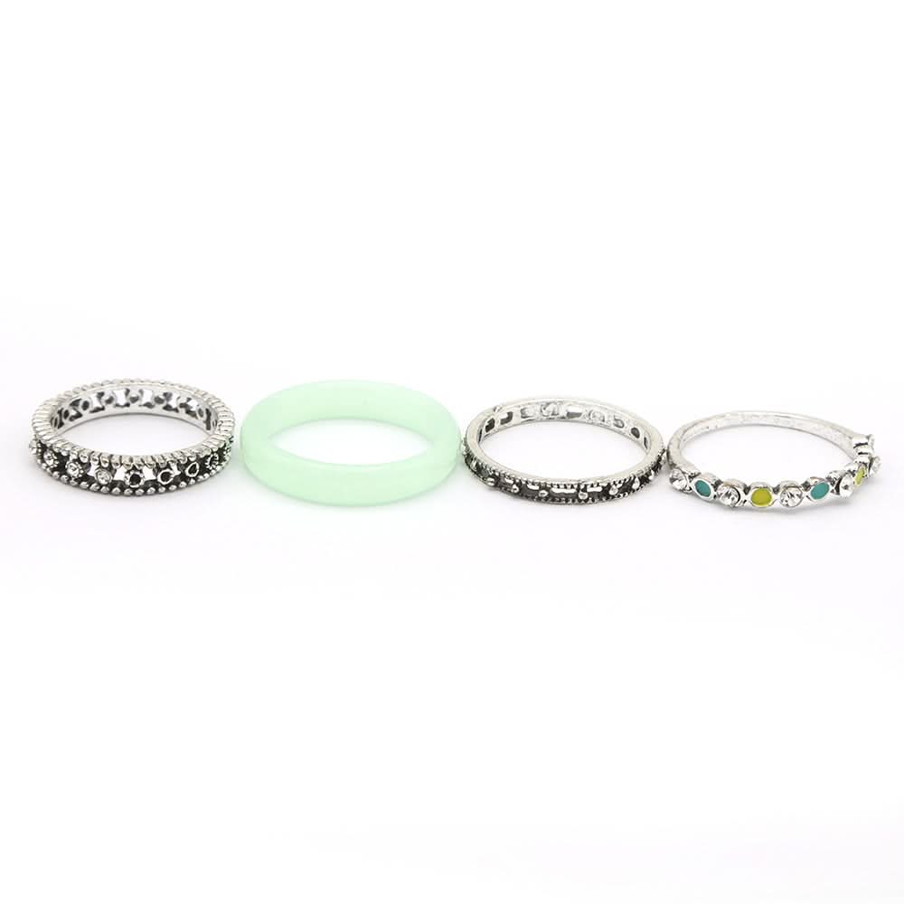 Women's Ring 4Pc - L-Green, Women, Finger Rings, Chase Value, Chase Value
