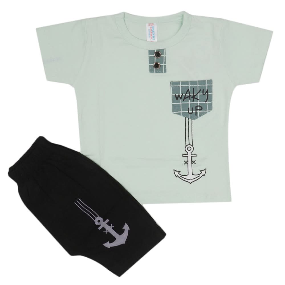Newborn Boys Half Sleeves Suit - Cyan, Kids, Newborn Boys Sets And Suits, Chase Value, Chase Value