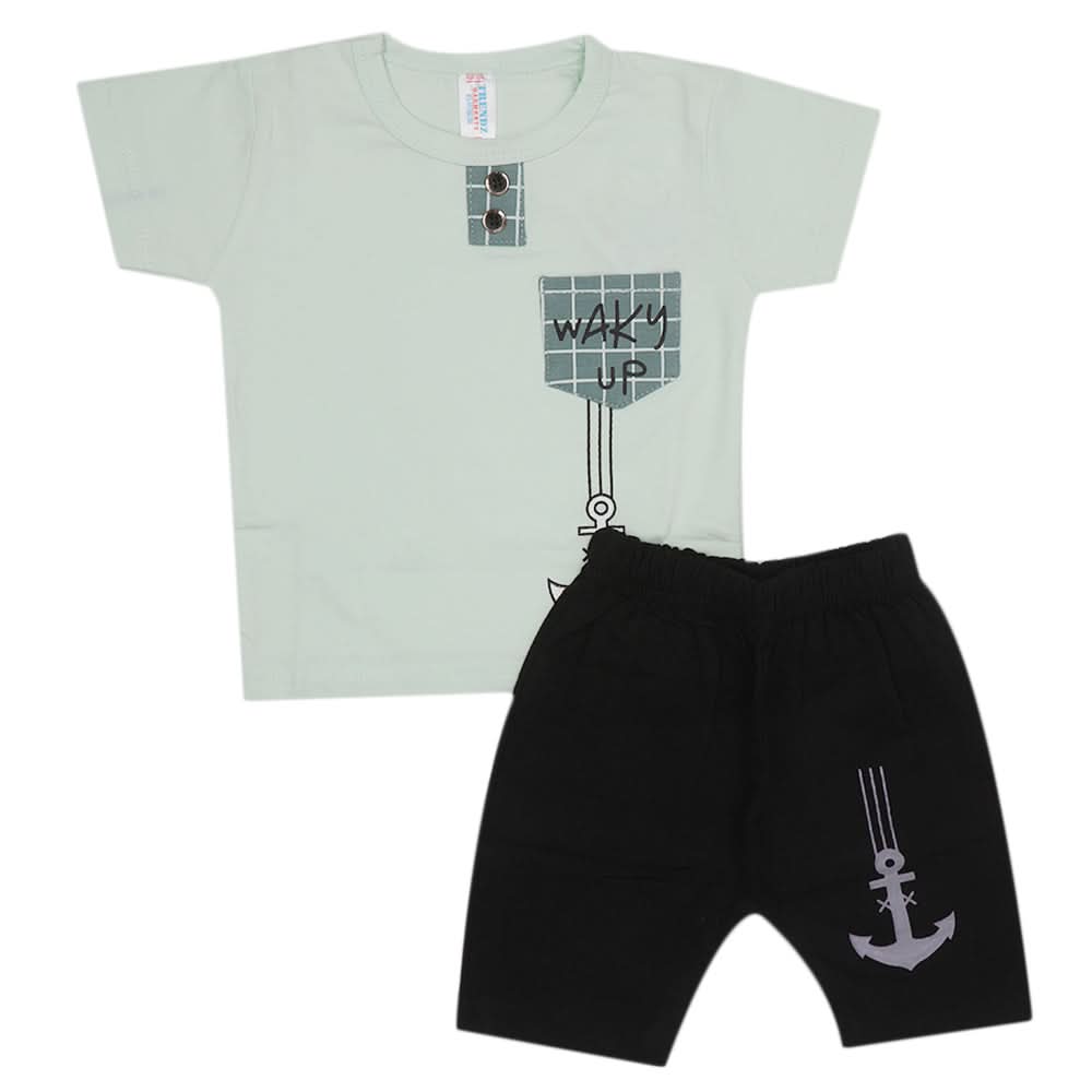 Newborn Boys Half Sleeves Suit - Cyan, Kids, Newborn Boys Sets And Suits, Chase Value, Chase Value