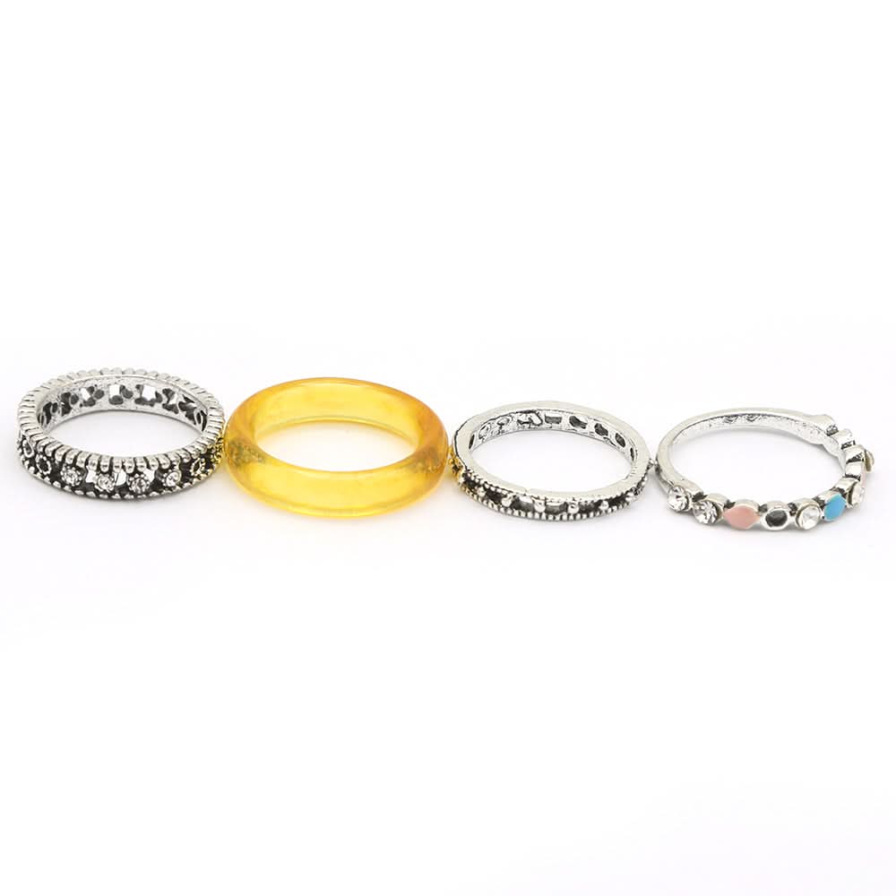 Women's Ring 4Pc - Yellow, Women, Finger Rings, Chase Value, Chase Value