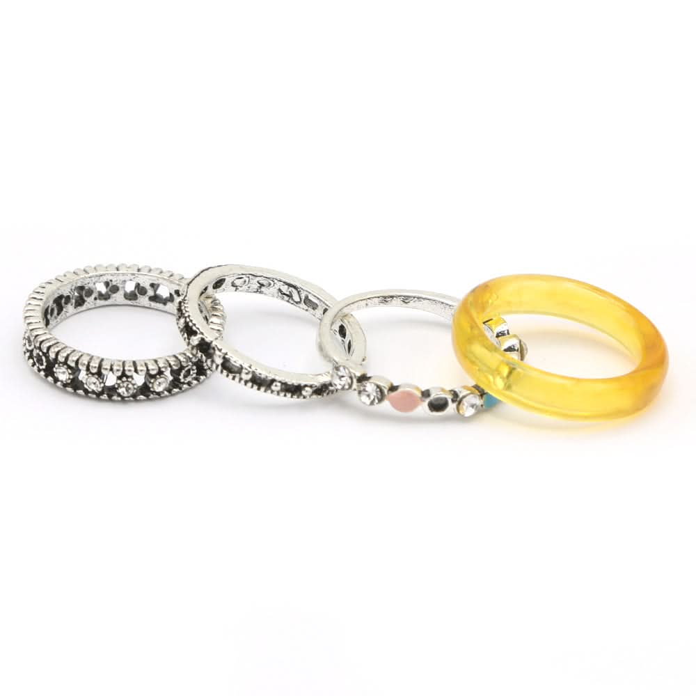 Women's Ring 4Pc - Yellow, Women, Finger Rings, Chase Value, Chase Value