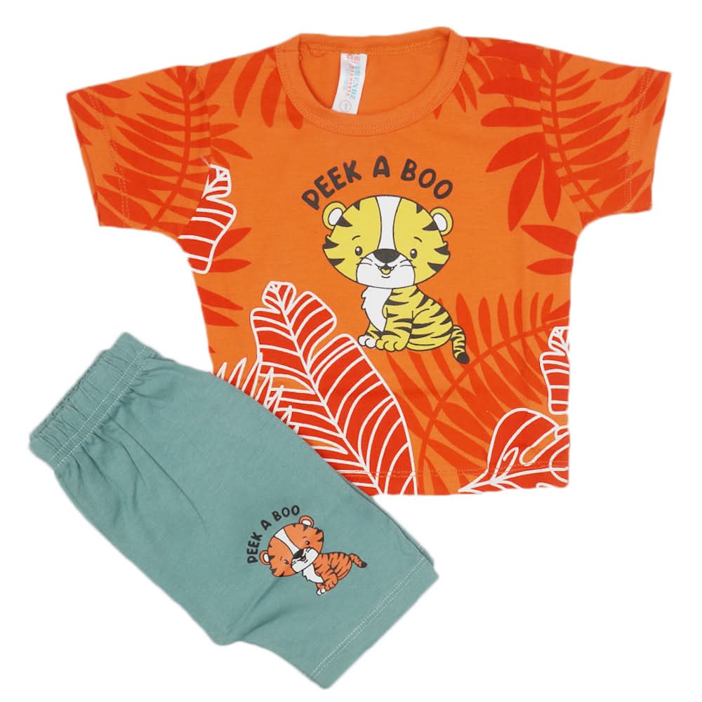 Newborn Boys Half Sleeves Suit - Orange, Kids, Newborn Boys Sets And Suits, Chase Value, Chase Value