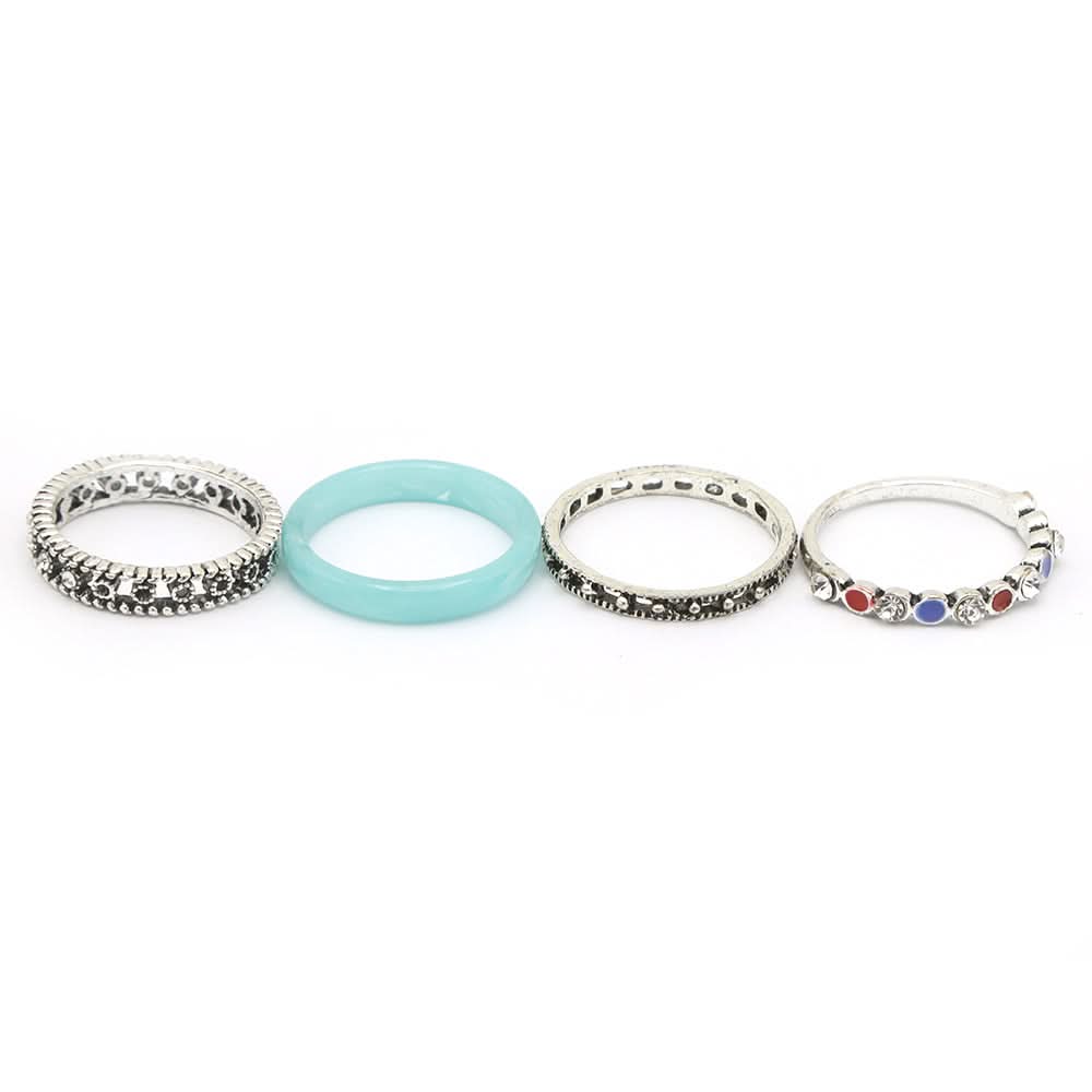 Women's Ring 4Pc - Cyan, Women, Finger Rings, Chase Value, Chase Value
