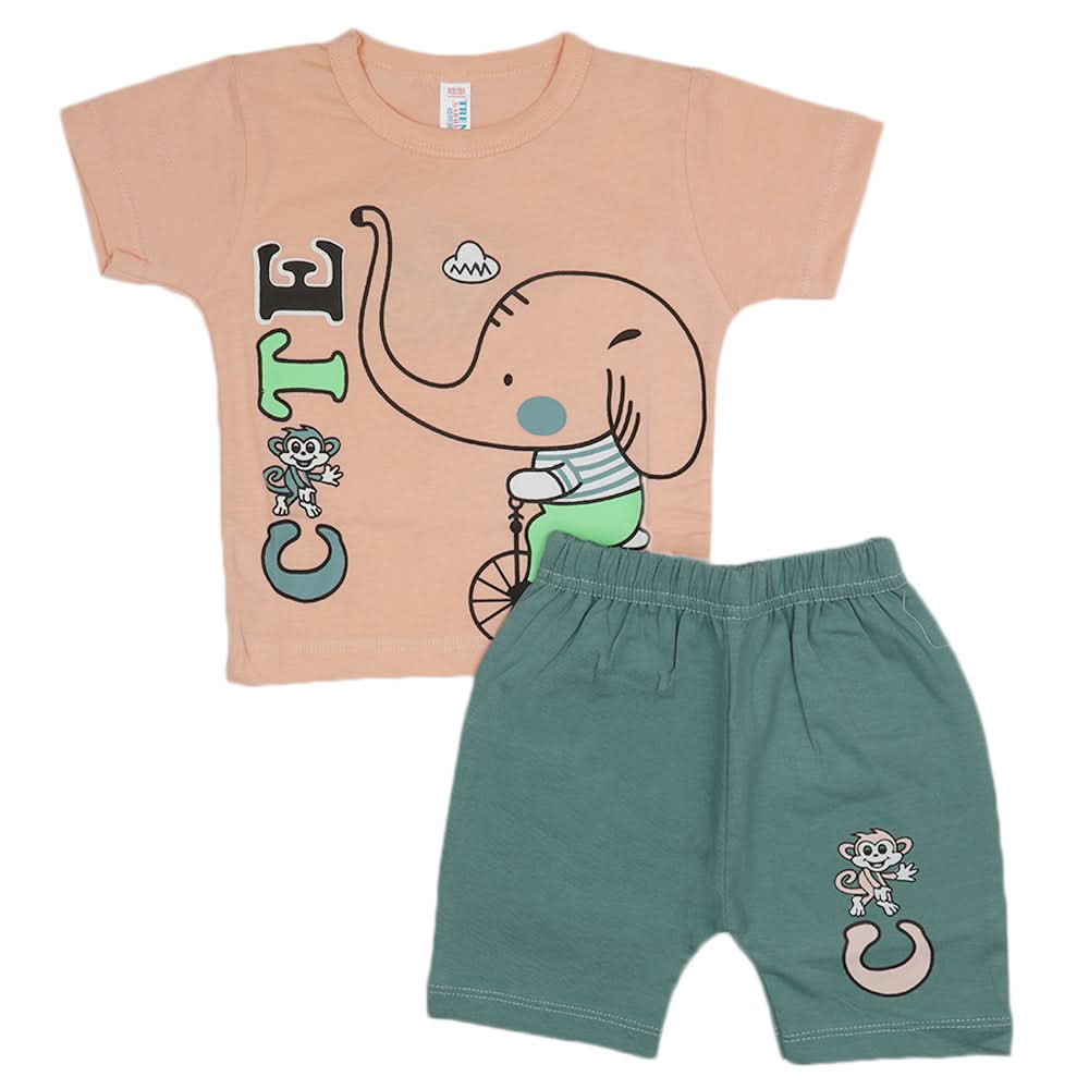 Newborn Boys Half Sleeves Suit - Peach, Kids, Newborn Boys Sets And Suits, Chase Value, Chase Value