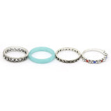 Women's Ring 4Pc - Cyan, Women, Finger Rings, Chase Value, Chase Value