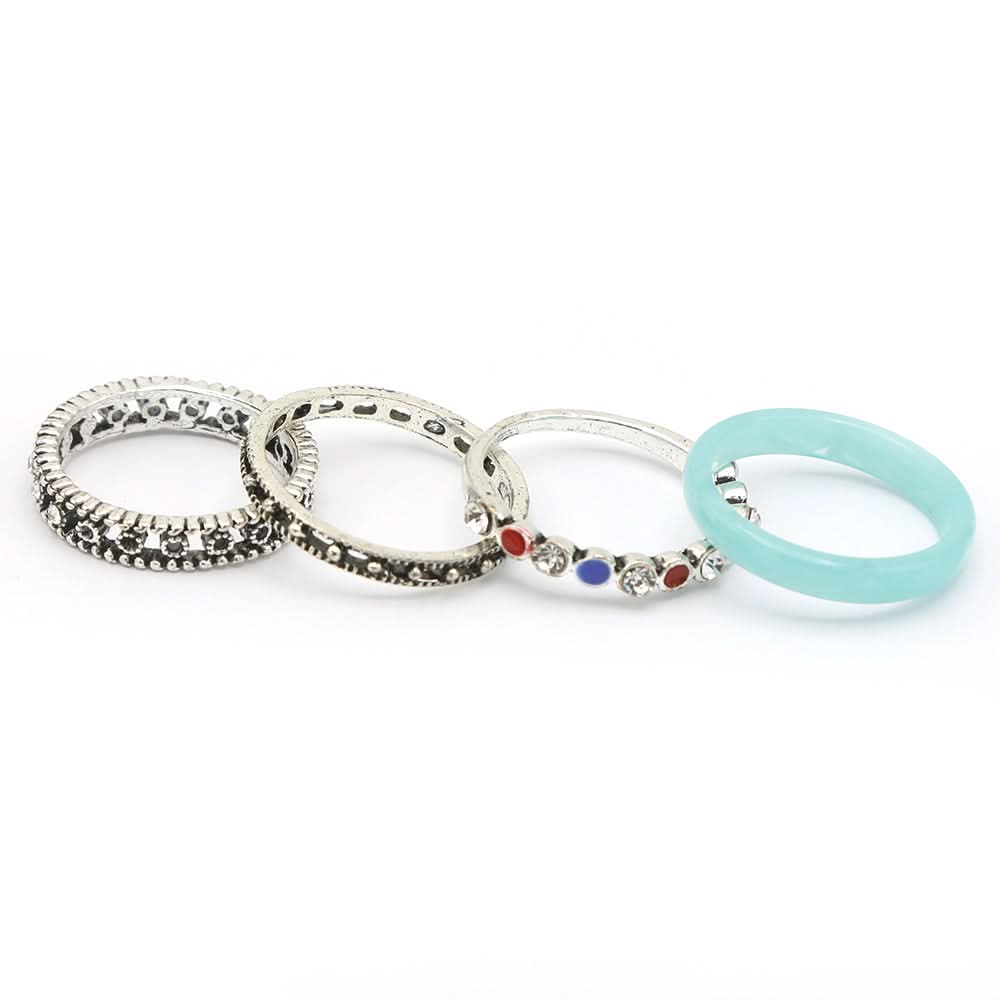 Women's Ring 4Pc - Cyan, Women, Finger Rings, Chase Value, Chase Value