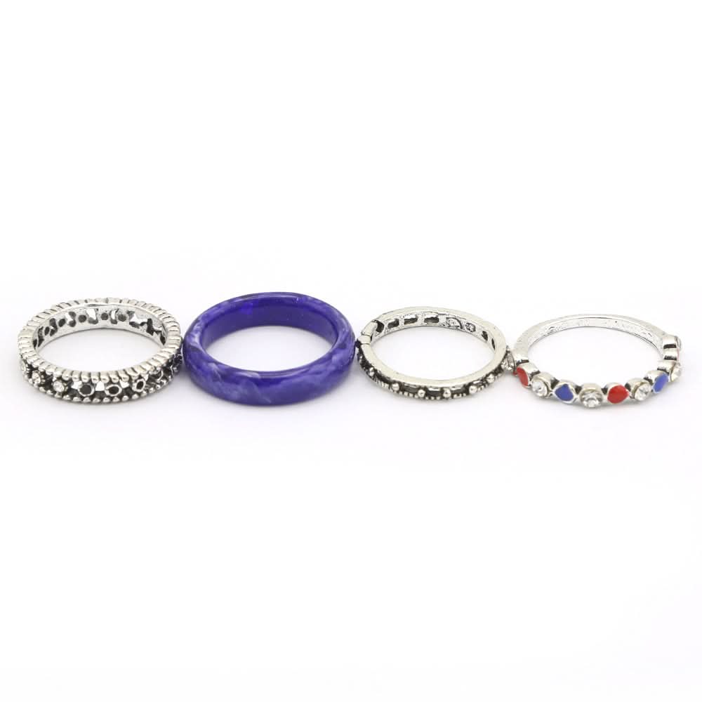 Women's Ring 4Pc - Purple, Women, Finger Rings, Chase Value, Chase Value