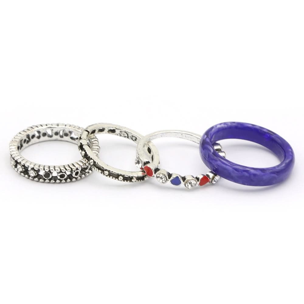 Women's Ring 4Pc - Purple, Women, Finger Rings, Chase Value, Chase Value
