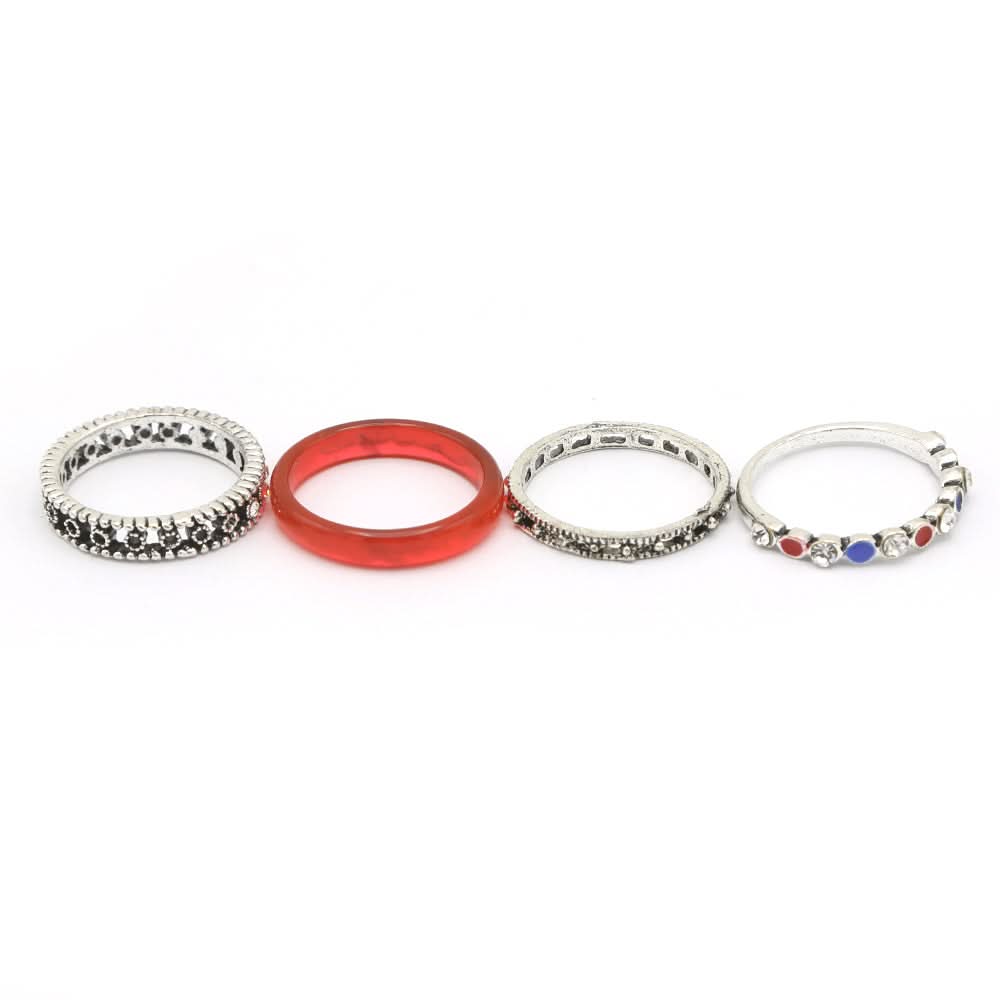 Women's Ring 4Pc - Red, Women, Finger Rings, Chase Value, Chase Value