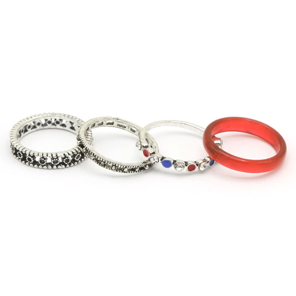 Women's Ring 4Pc - Red, Women, Finger Rings, Chase Value, Chase Value