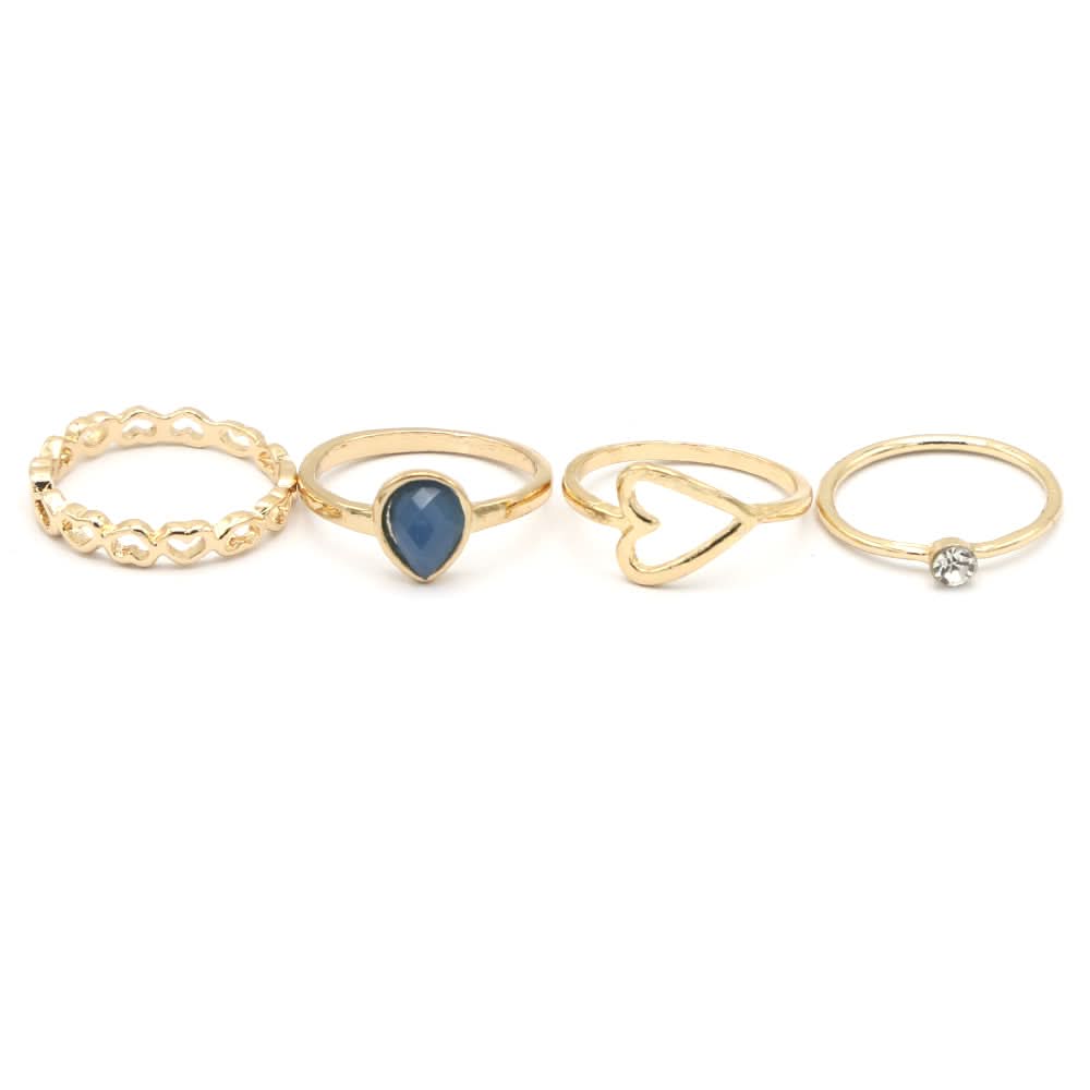 Women's Ring 4Pc - Blue, Women, Finger Rings, Chase Value, Chase Value