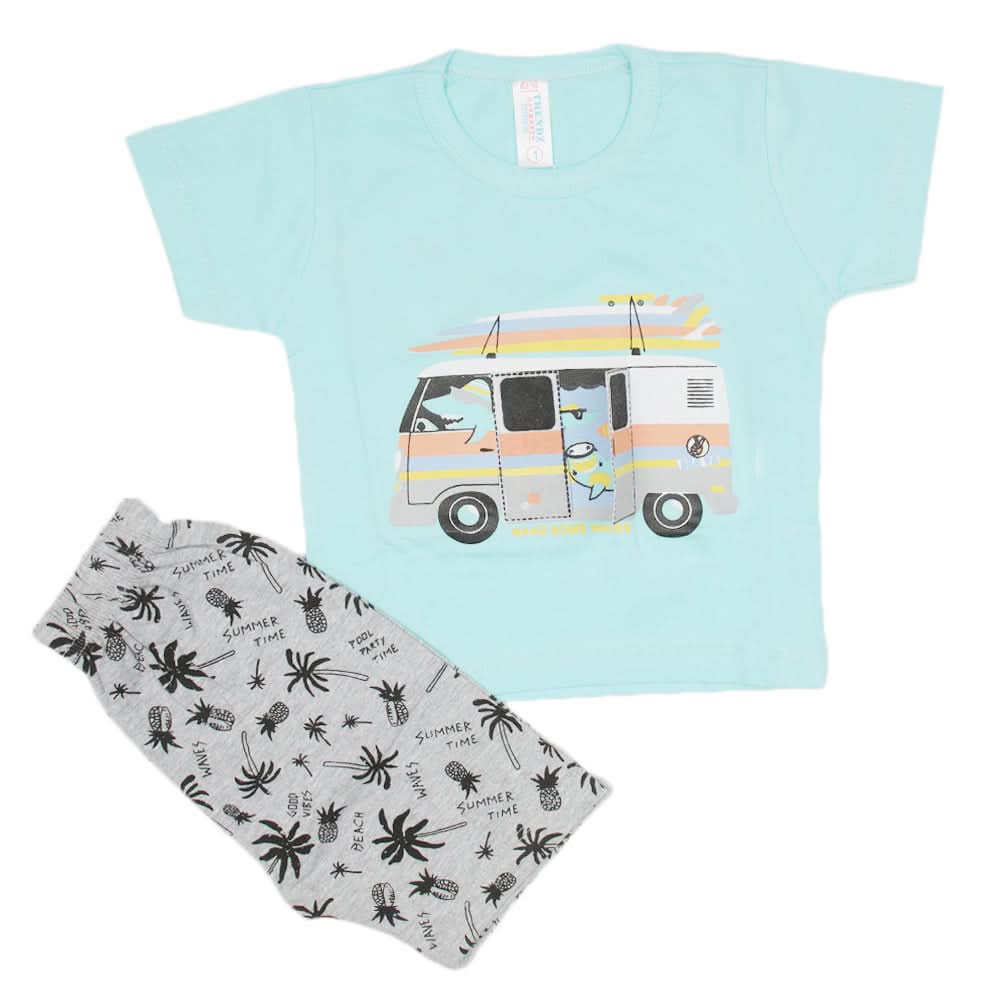 Newborn Boys Half Sleeves Suit - Sky Blue, Kids, Newborn Boys Sets And Suits, Chase Value, Chase Value