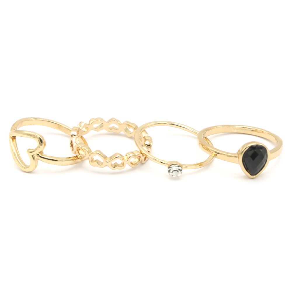 Women's Ring 4Pc - Black, Women, Finger Rings, Chase Value, Chase Value